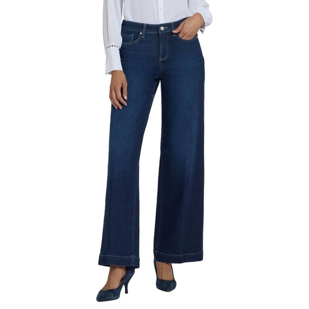 Nydj Womens Petite Teresa Midnight Breeze Wide Leg Jean